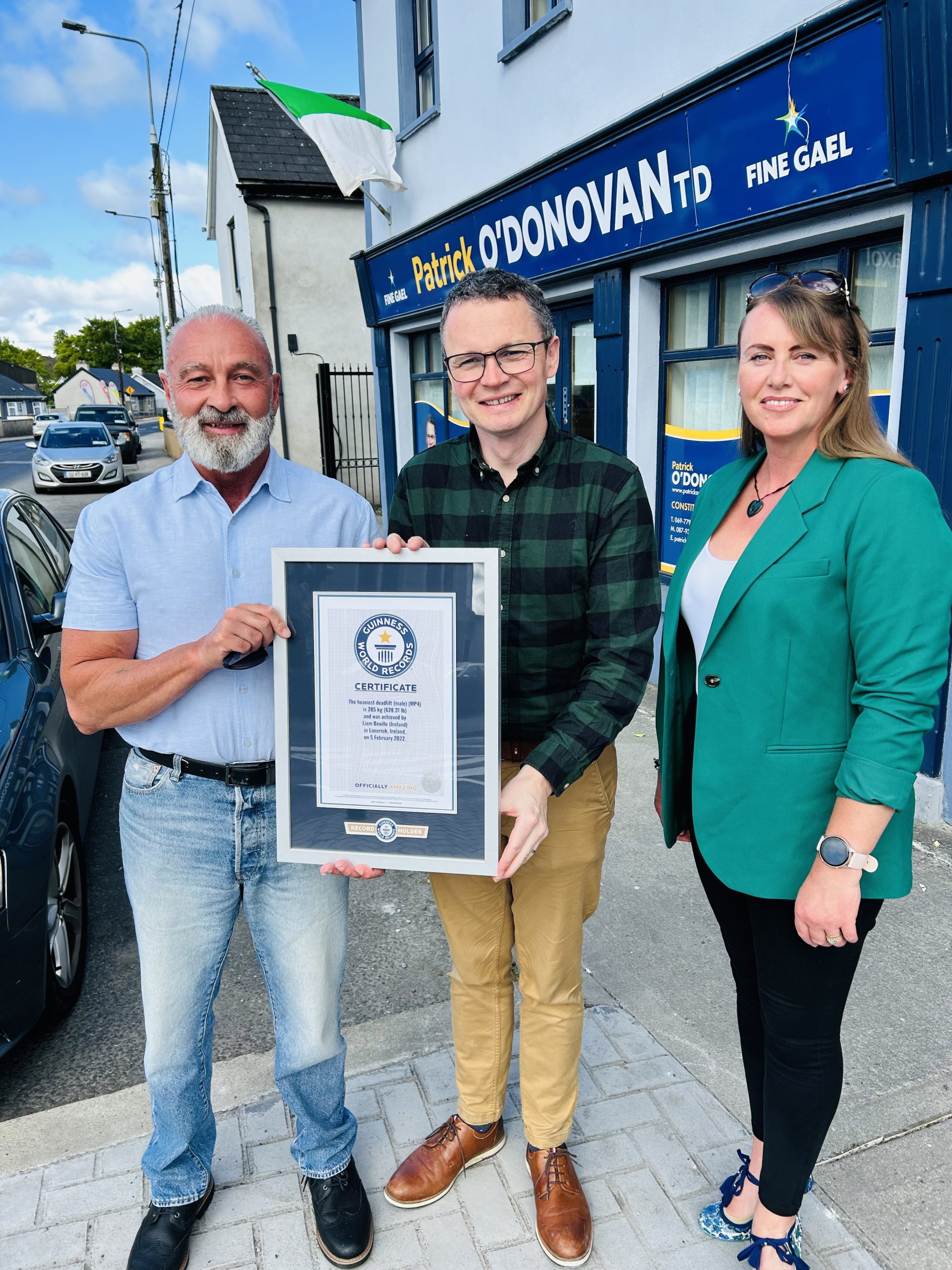 Liam and Suzanne Beville meet the Minister of Sport, Patrick O'Donovan
